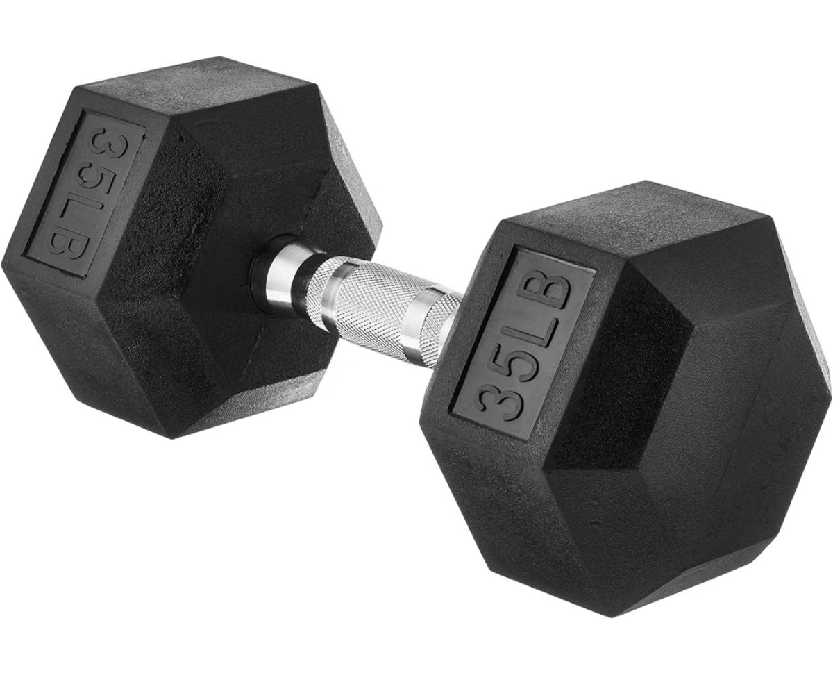 Amazon Basics Rubber Hex 35 lbs Dumbbell Hand Weight (New)