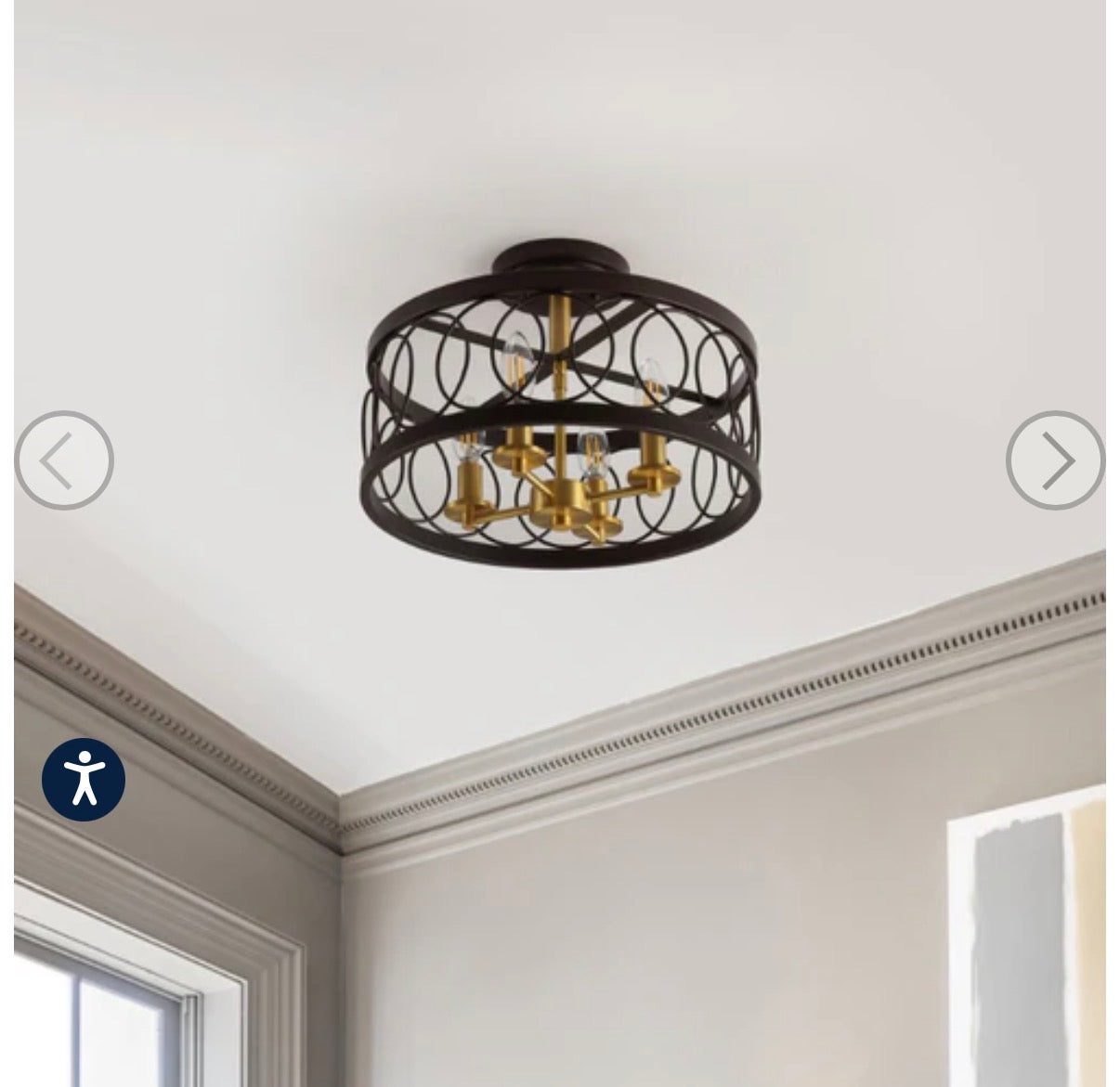 Jonathan Y Sylvain 15.5 Inch Metal Led Semi Flush Mount (Oil Rubbed Bronze/Brass Gold)