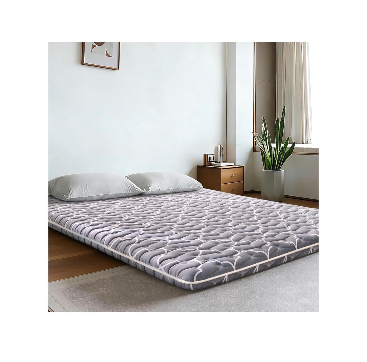 6th Generation Japanese Floor Futon Mattress Extra Thick 9 Layered Modern Futon with 100 Percent High Density Foam, Portable Floor Mattress Sleeping Pad for Adults, Guest Room, Dormitory, Full Size 54 Inch X 80 Inch (Gray) (New in Package)