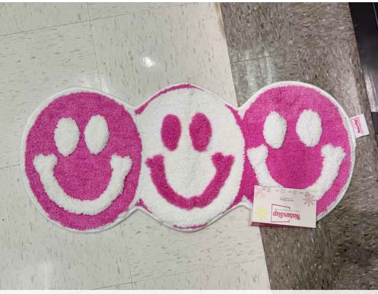 13"X30" Smile Non Skid Bath Rug Pink