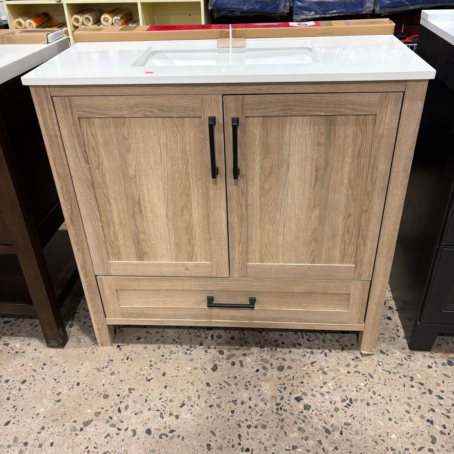 Moorside 36 in. Single Sink Sweet Maple Bath Vanity with White Engineered Stone Top