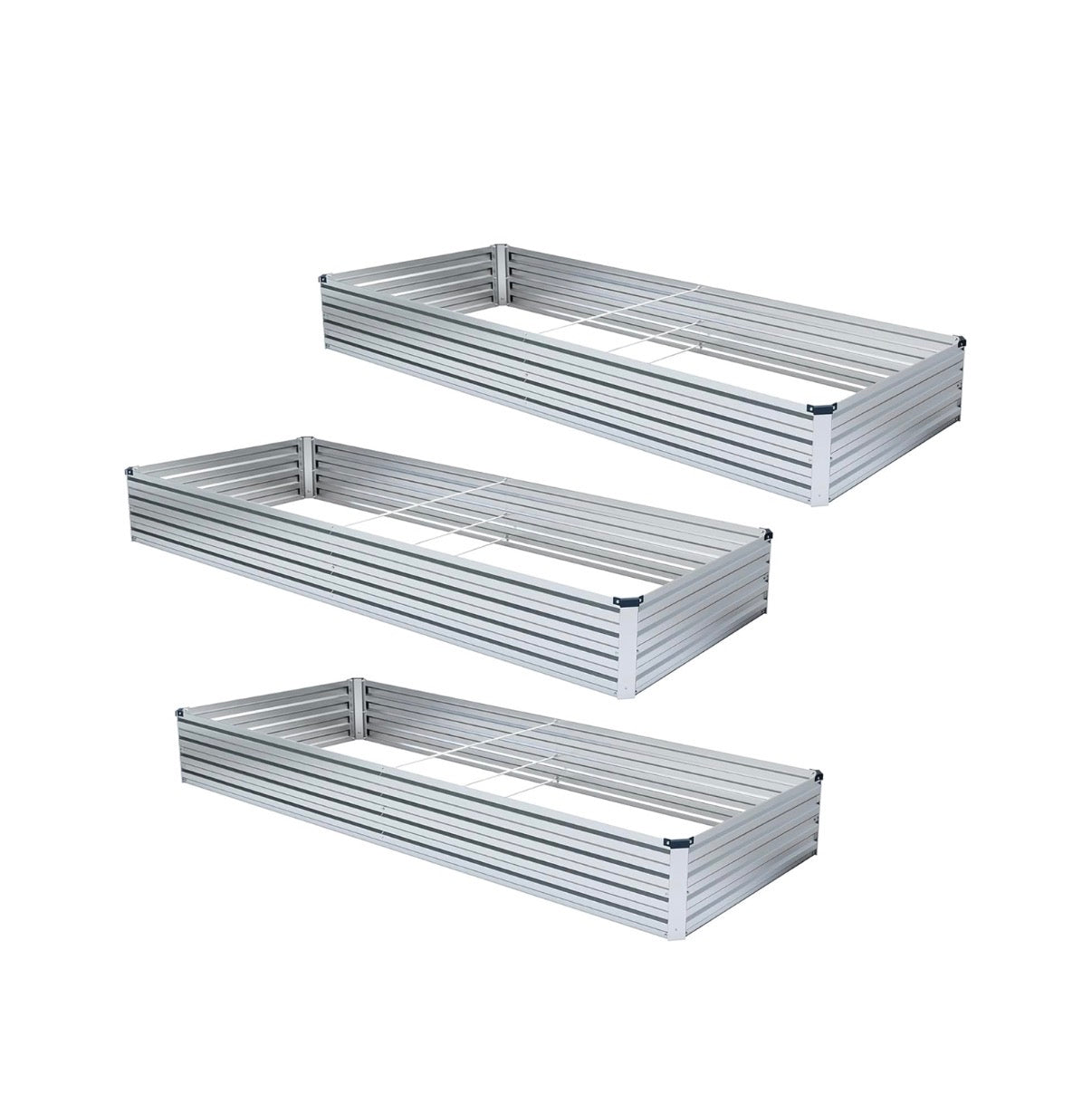 Meberam 3 Pack 6 Ft. X 3 Ft. X 1 Ft. Galvanized Raised Garden Beds Kit Outdoor Metal Gardening Planter Box for Vegetable Elevated Flower Herbs (Silver) (New in Box)