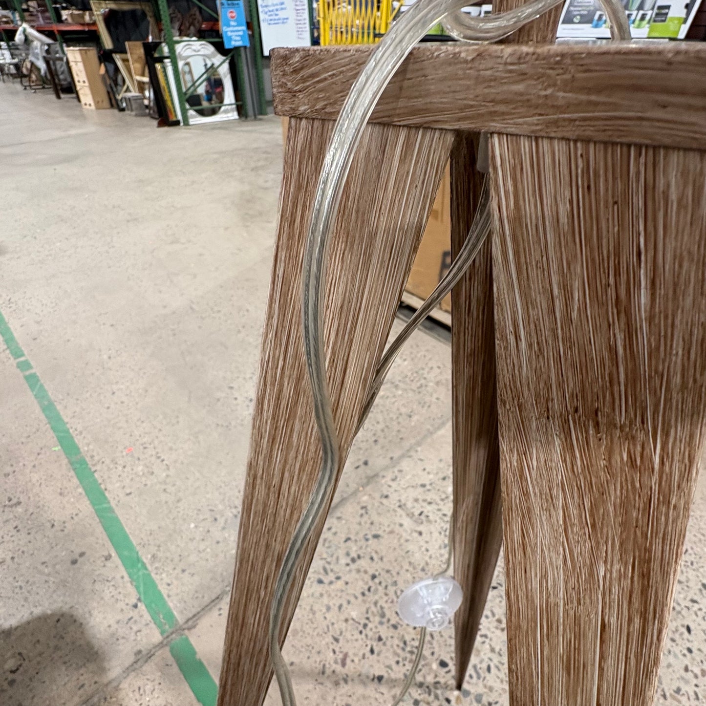 Faux Wood Metal Tripod Lamp