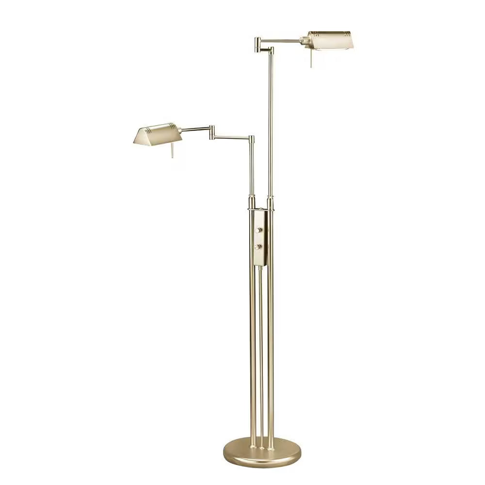 (New) 2 Light Floor Lamp Brass Finish