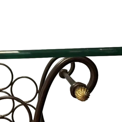 Wrought Iron Glass Top Wine Rack