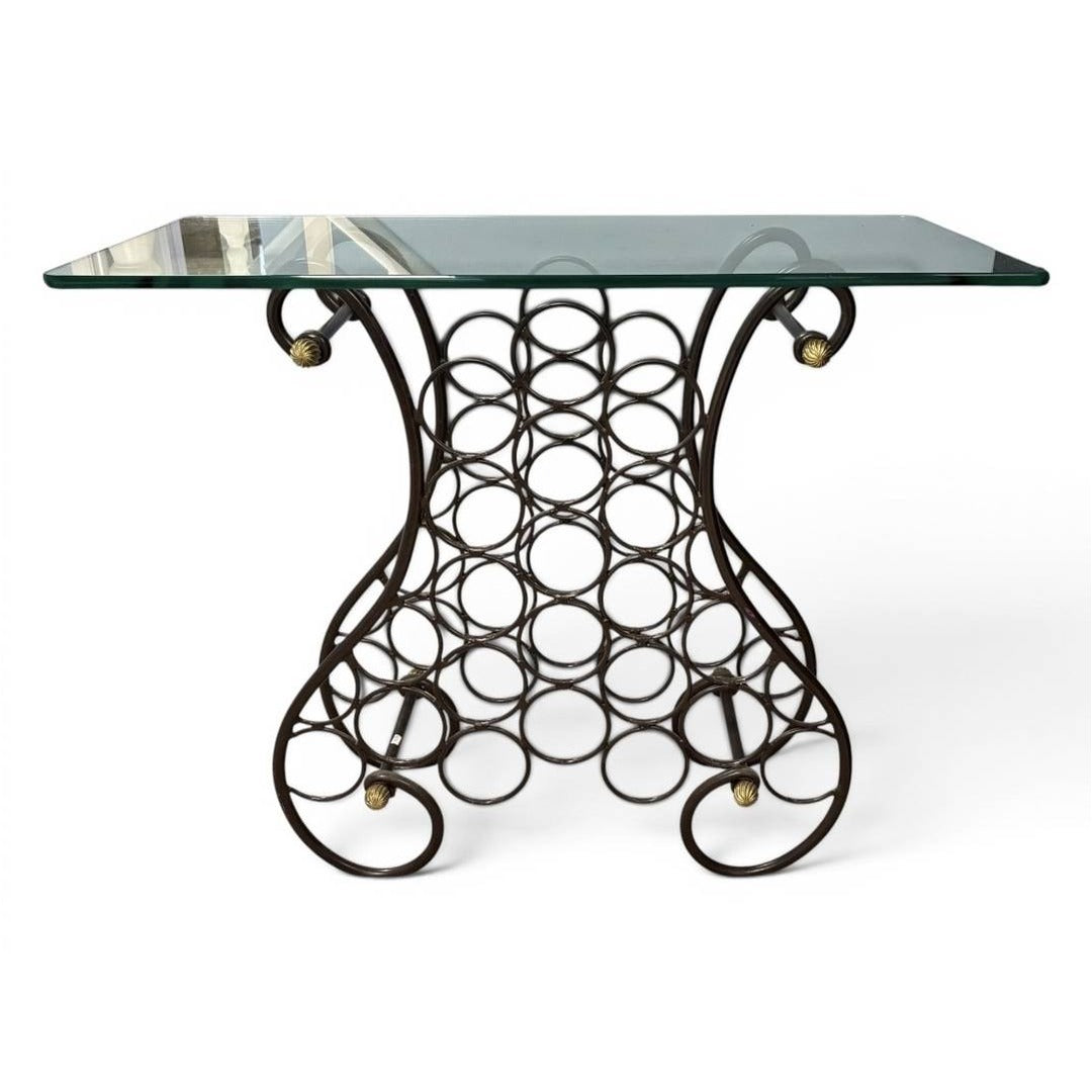 Wrought Iron Glass Top Wine Rack