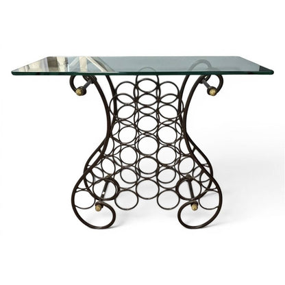 Wrought Iron Glass Top Wine Rack