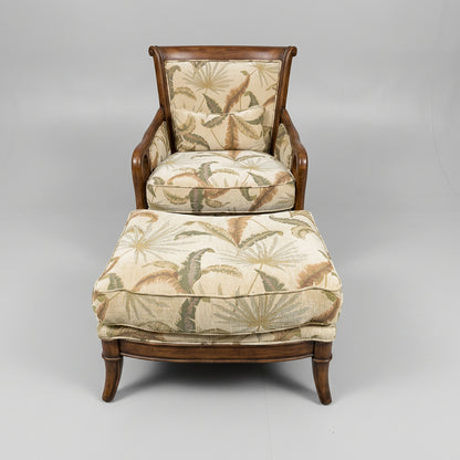 Wood-Framed Accent Chair & Ottoman