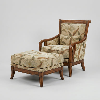 Wood-Framed Accent Chair & Ottoman