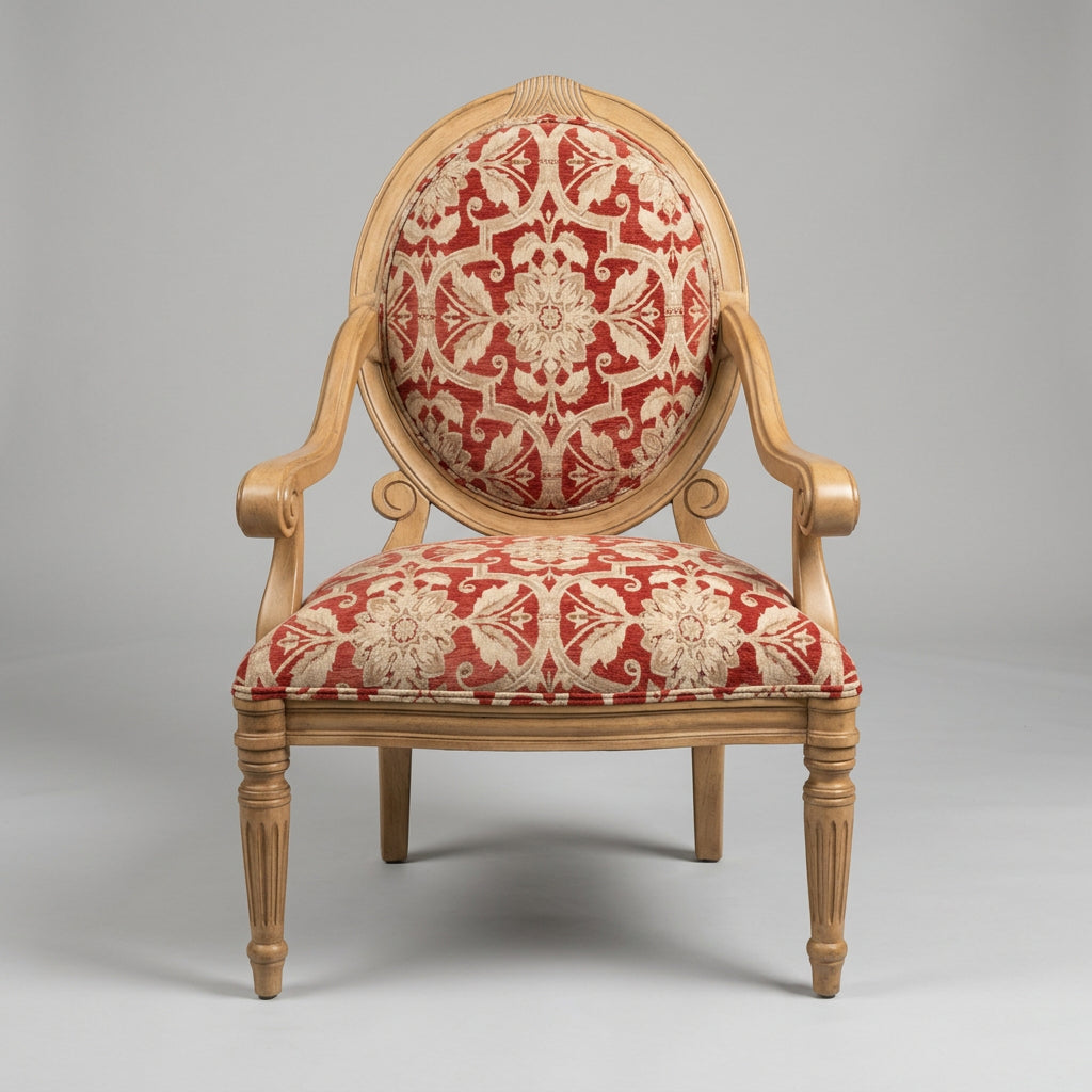 French Country Round Back Floral Design Arm Chair