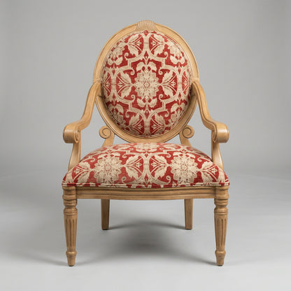 French Country Round Back Floral Design Arm Chair