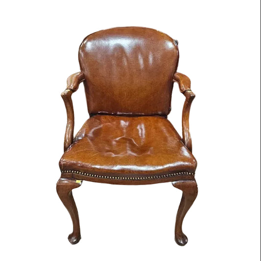 Queen Ann Style Leather Armchair
