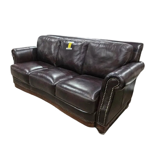 Traditional-Style Three-Seater Leather Sofa