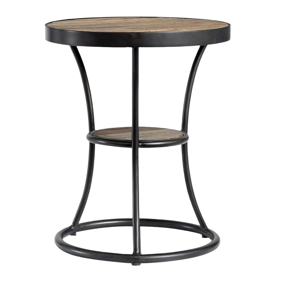 Distressed Wood & Metal End Table