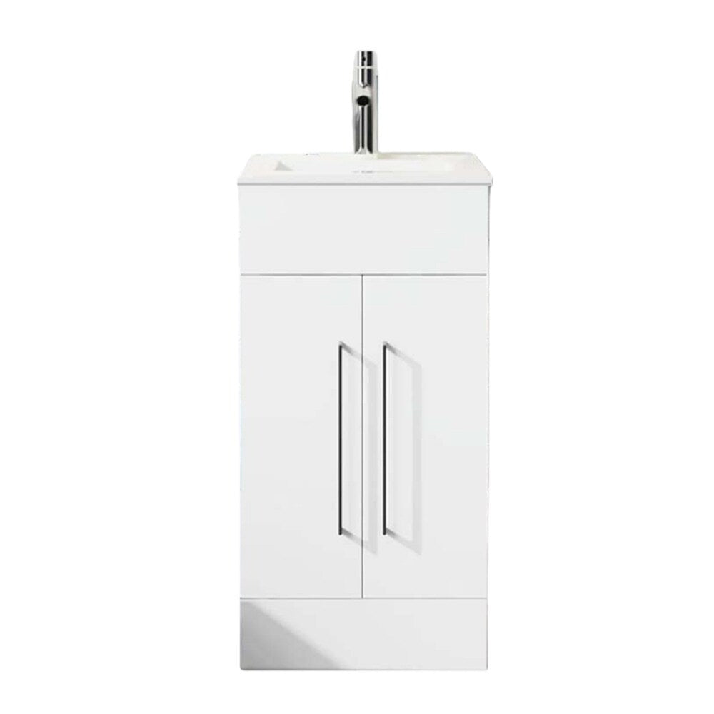 16" Freestanding Bathroom Vanity with Ceramic Sink, Storage Cabinet