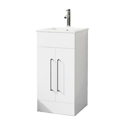 16" Freestanding Bathroom Vanity with Ceramic Sink, Storage Cabinet