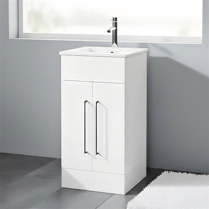 16" Freestanding Bathroom Vanity with Ceramic Sink, Storage Cabinet