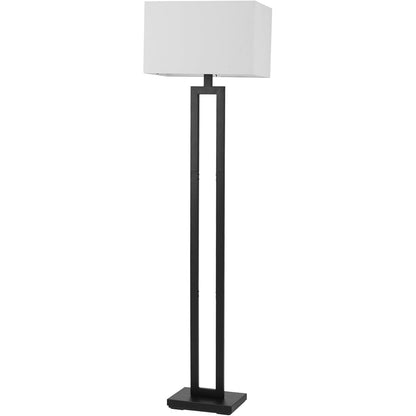 D'Alessio 58" Matte Black Floor Lamp with White Linen Shade