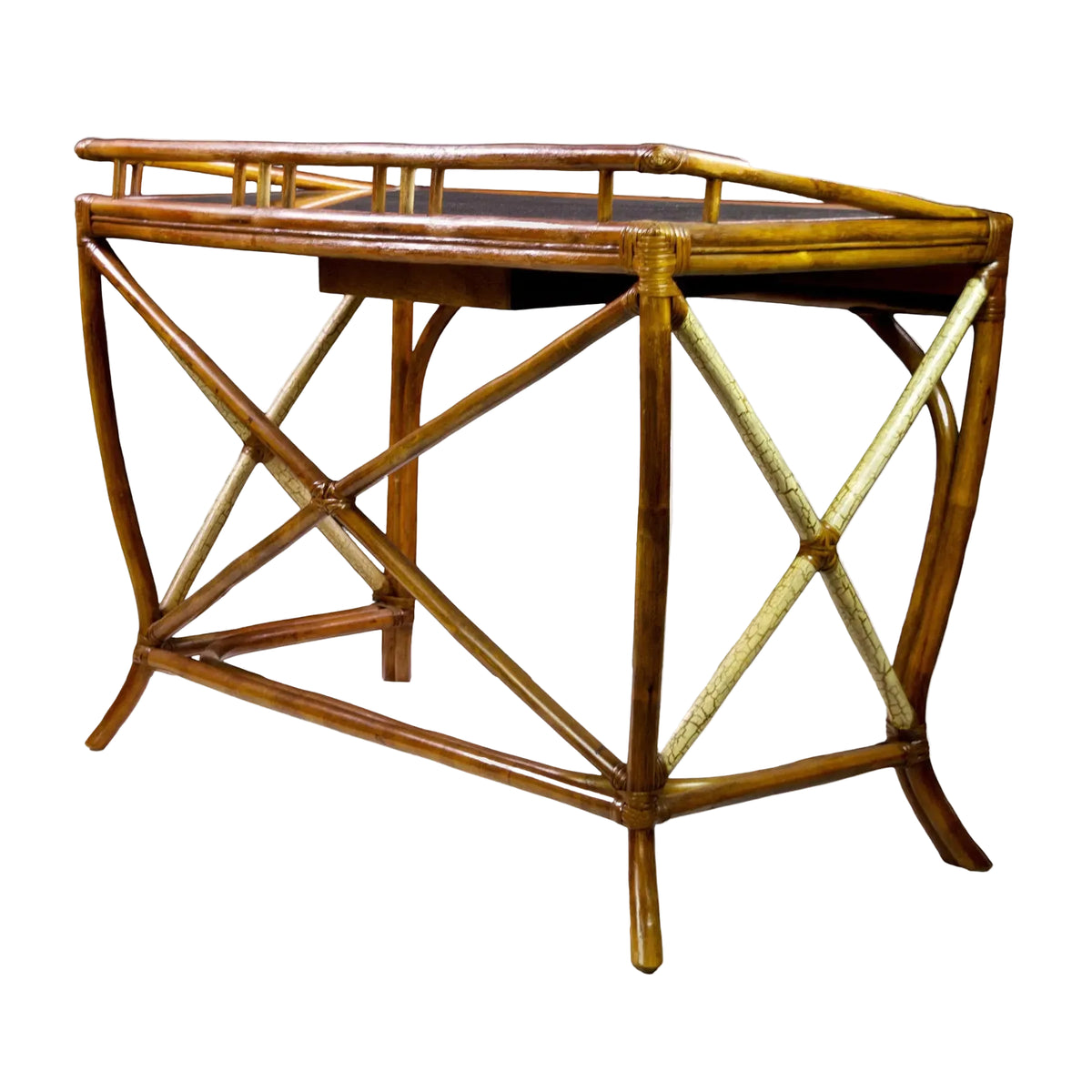 1960s Rattan Willow and Reed Desk With Chair