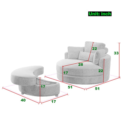 Swivel Chair with Moon Storage Ottoman