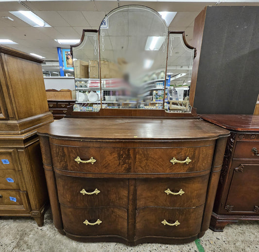 Vintage Dresser with Cut Detailing in Mirror