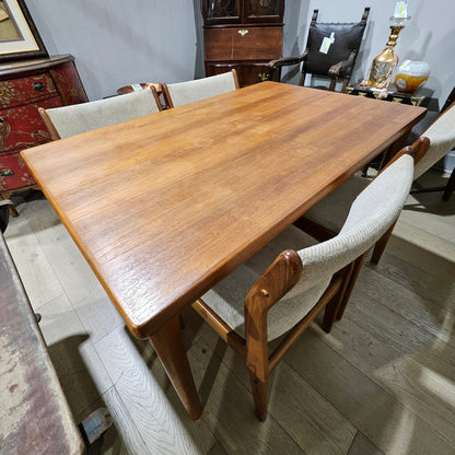 Vintage Teak Table w/Hidden Leaves and 4 Chairs