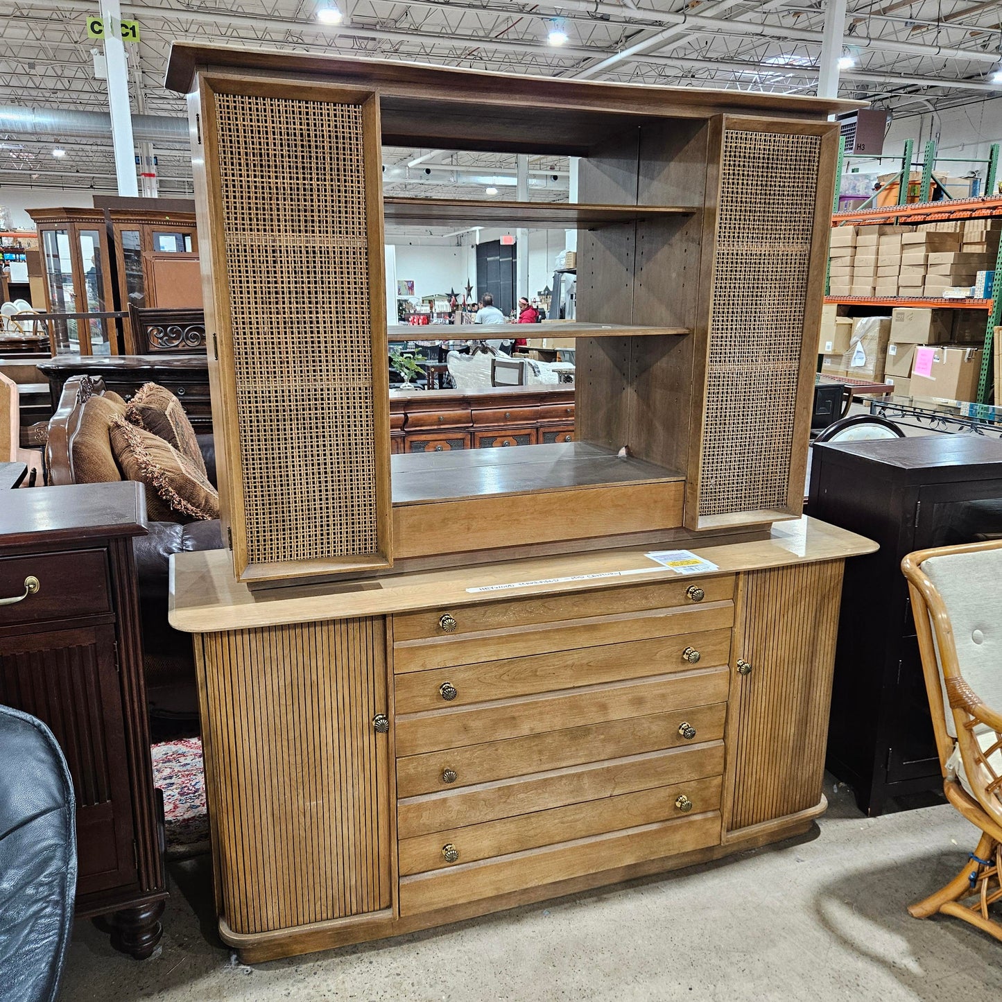 Heywood Wakefield China Cabinet Tambour Doors