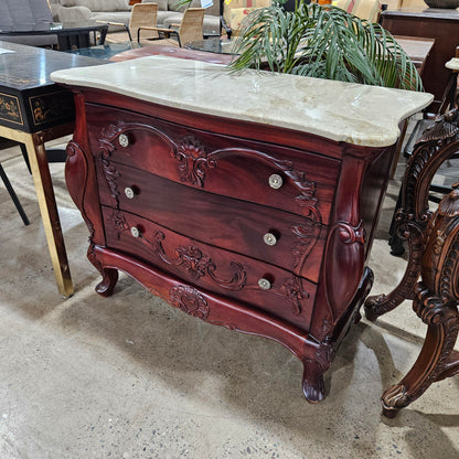 Carved Bombe Chest with Marble Top