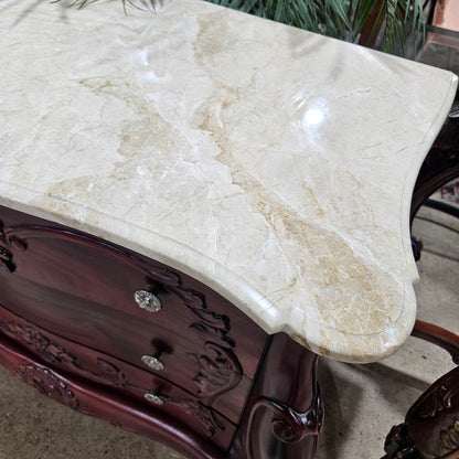 Carved Bombe Chest with Marble Top