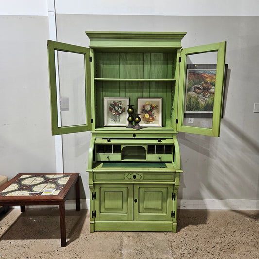 Antique Green Secretary/ Hutch