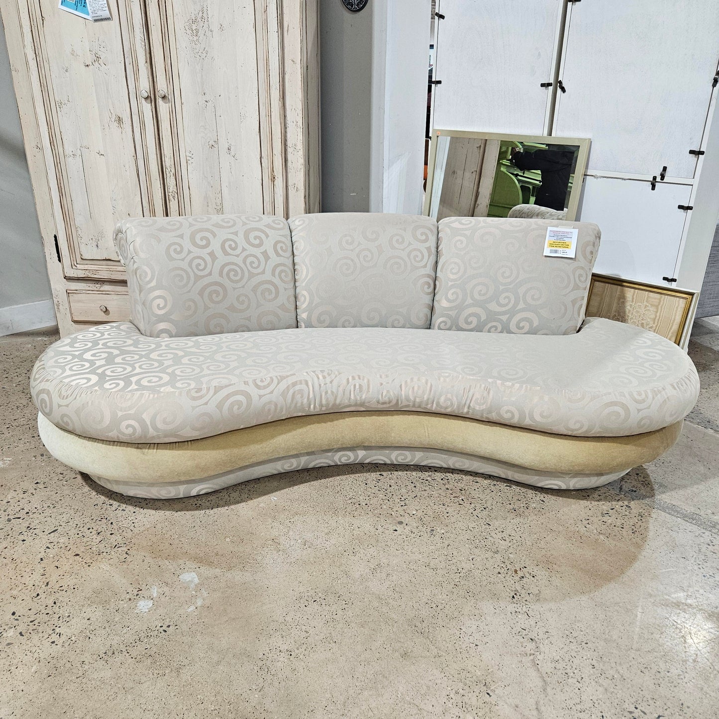 Kidney Shaped Curved Sofa Mid-Century Modern