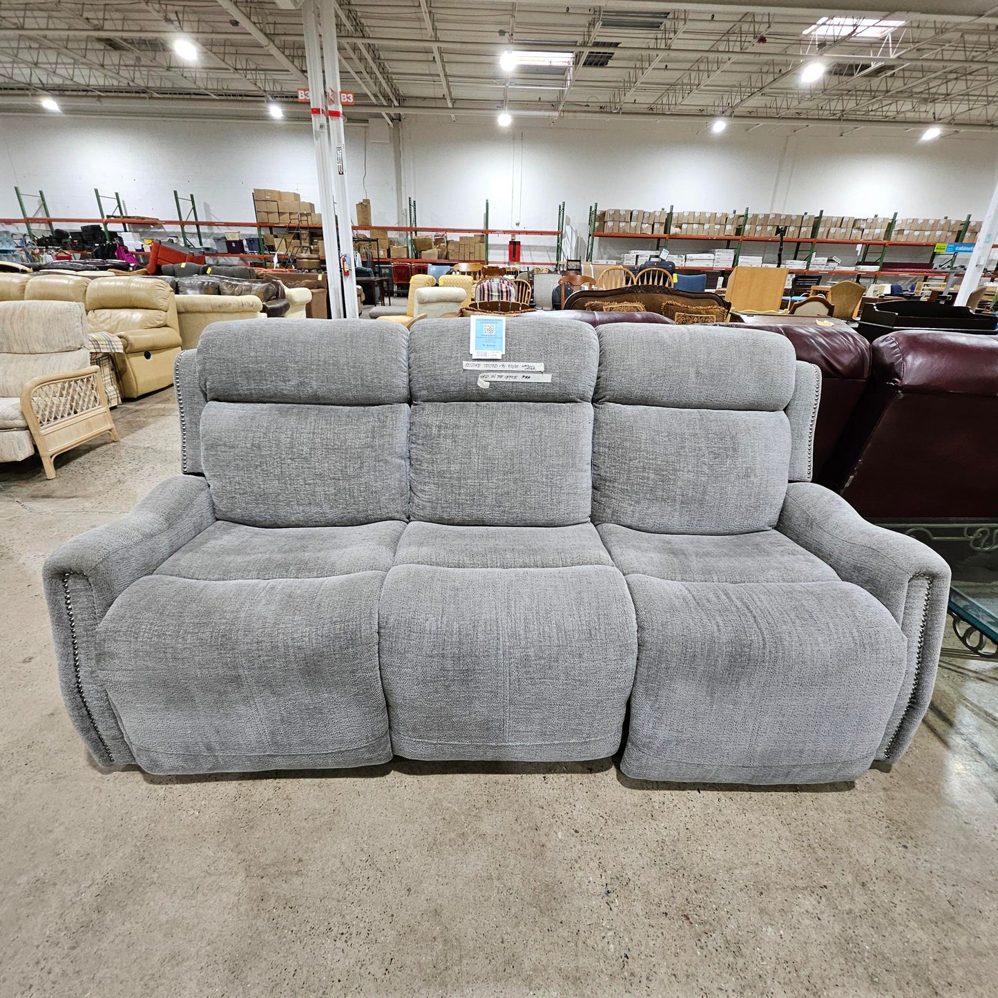 Grey Power Reclining Sofa