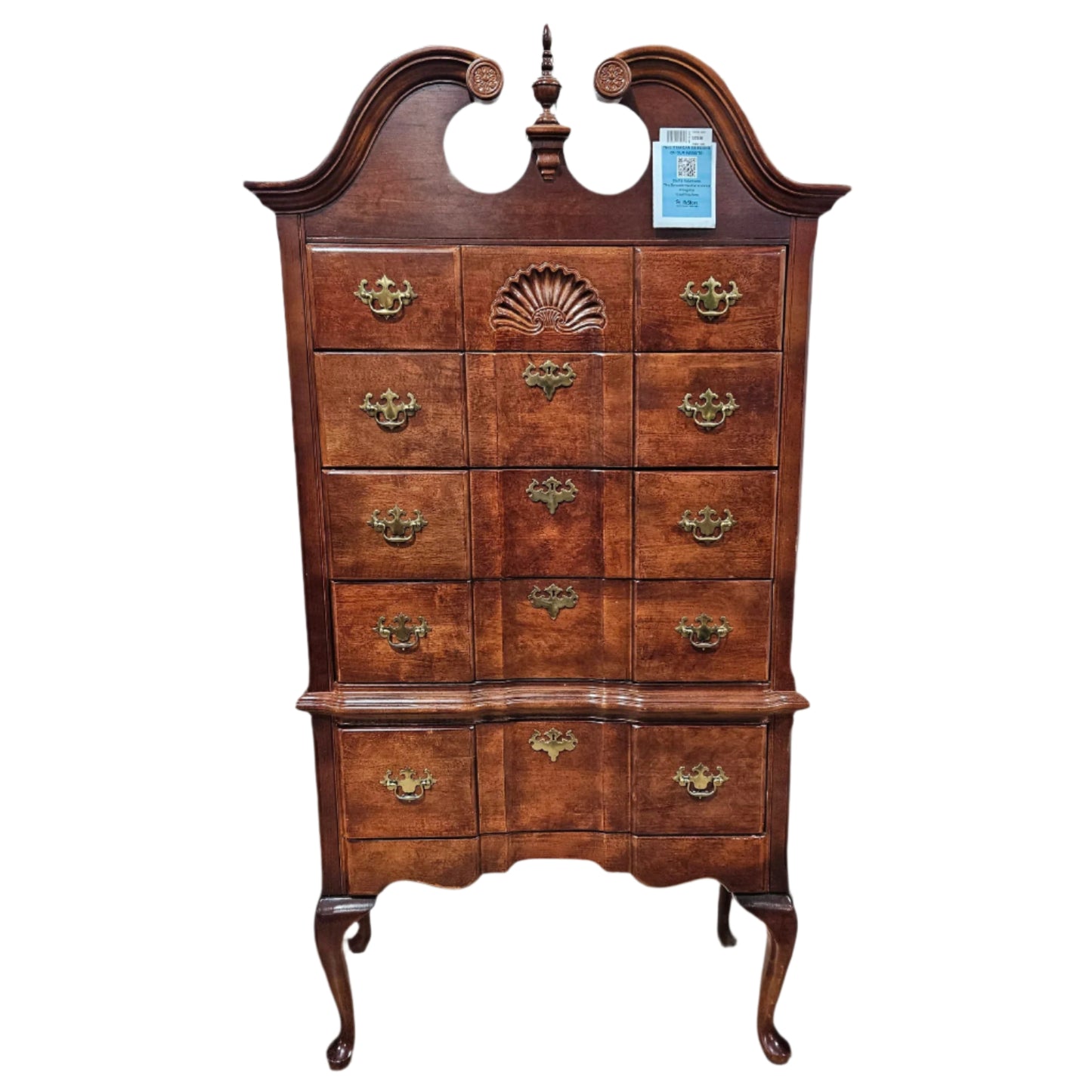 Queen Anne Style Cherry Traditional Style Highboy Chest of Drawers