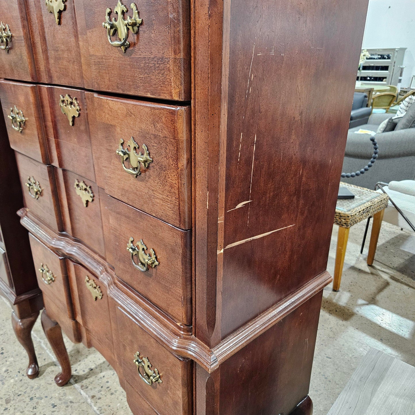 Queen Anne Style Cherry Traditional Style Highboy Chest of Drawers