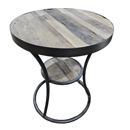 Distressed Wood & Metal End Table