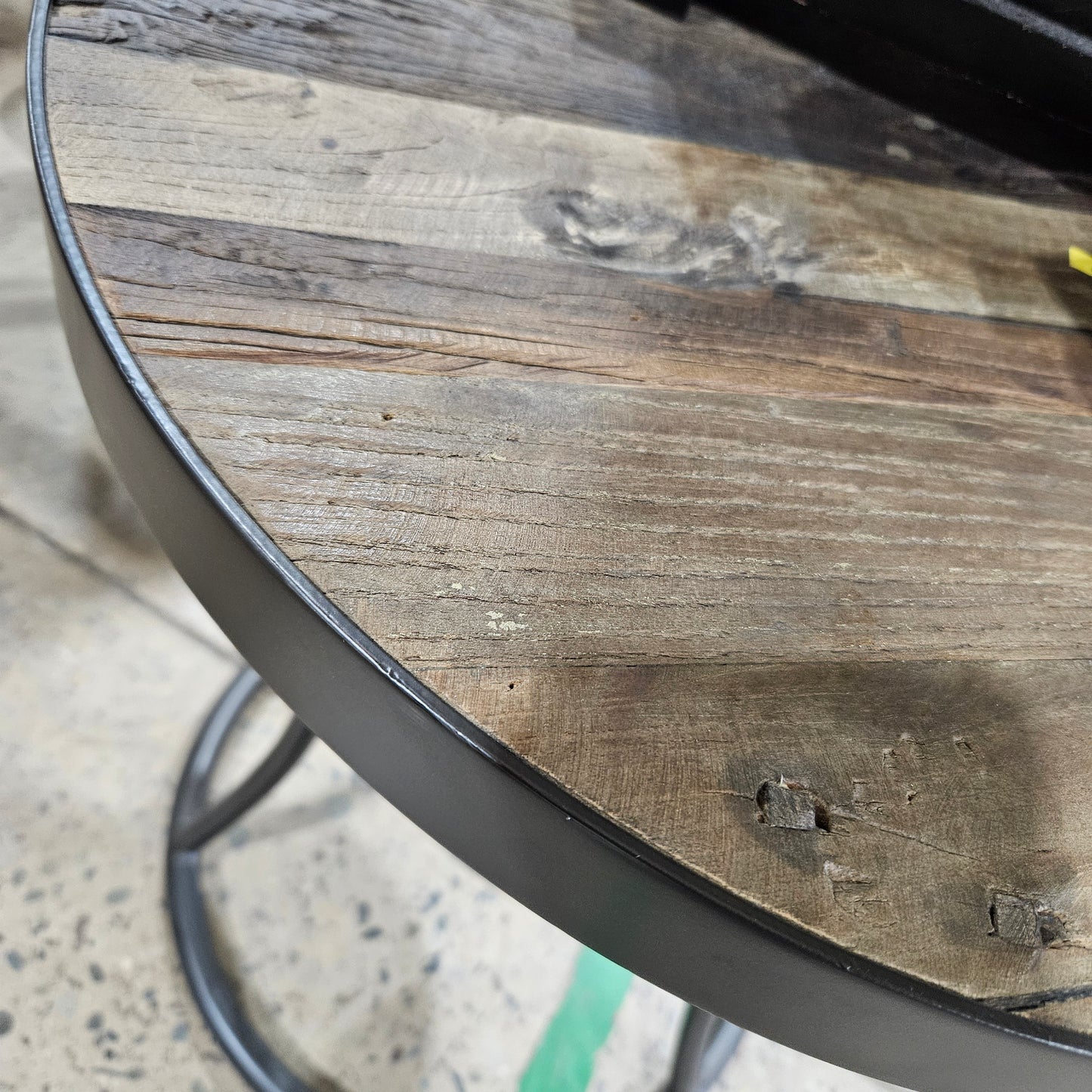 Distressed Wood & Metal End Table