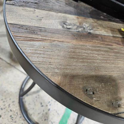 Distressed Wood & Metal End Table