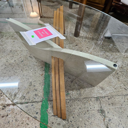 Vintage Glass and Wood Cocktail Table