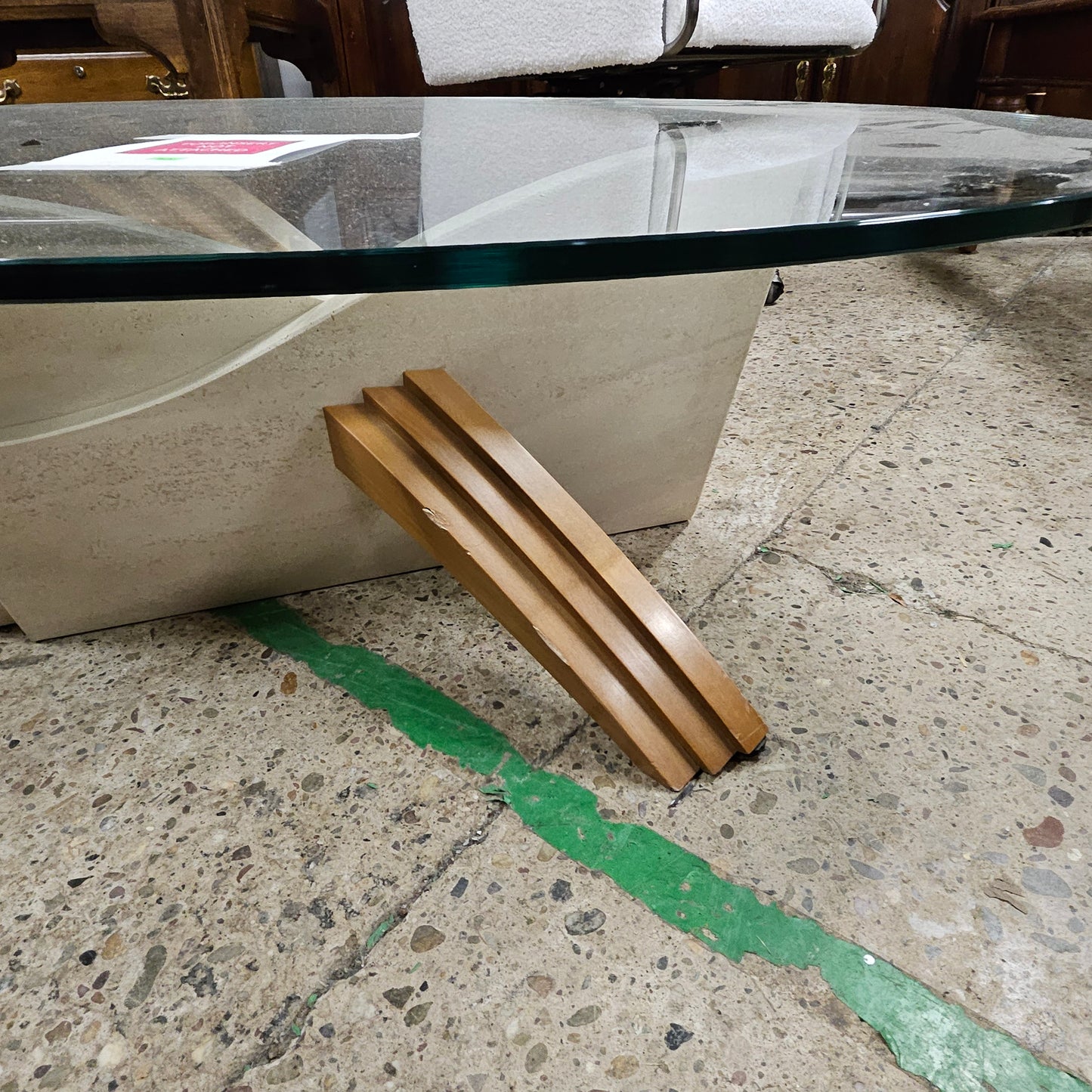 Vintage Glass and Wood Cocktail Table