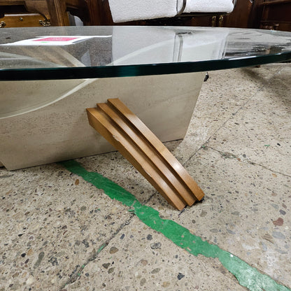 Vintage Glass and Wood Cocktail Table