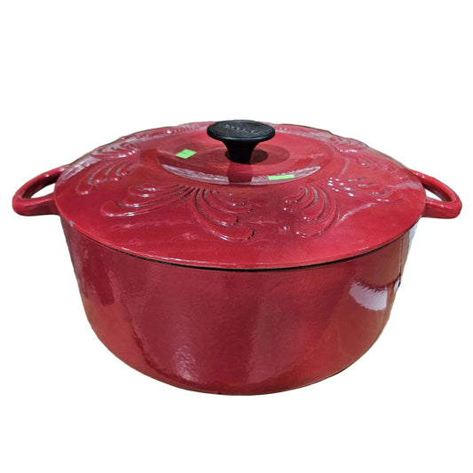 Vintage CHANTAL 6 Quart Dutch Oven Pot Brick Red Enameled Cast Iron with Lid