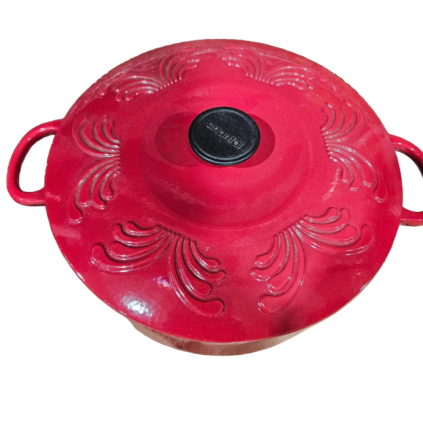 Vintage CHANTAL 6 Quart Dutch Oven Pot Brick Red Enameled Cast Iron with Lid