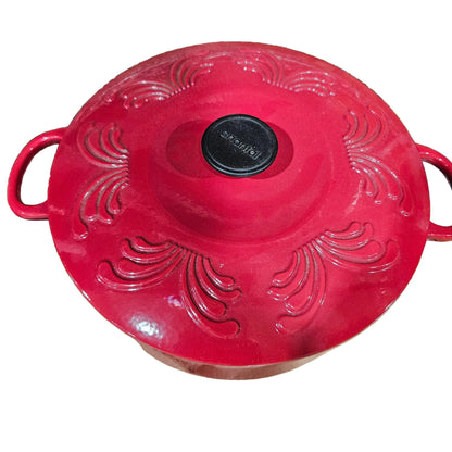 Vintage CHANTAL 6 Quart Dutch Oven Pot Brick Red Enameled Cast Iron with Lid