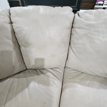 Natuzzi Beige Leather Sectional Couch Sofa