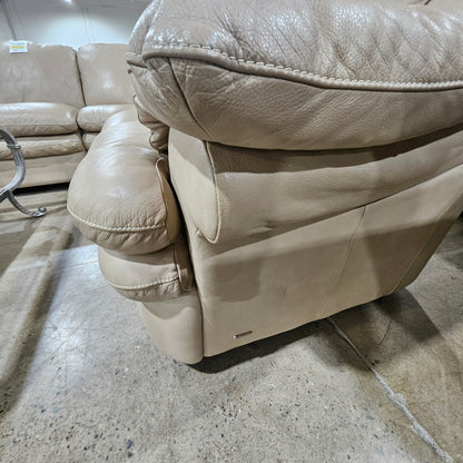 Natuzzi Beige Leather Sectional Couch Sofa
