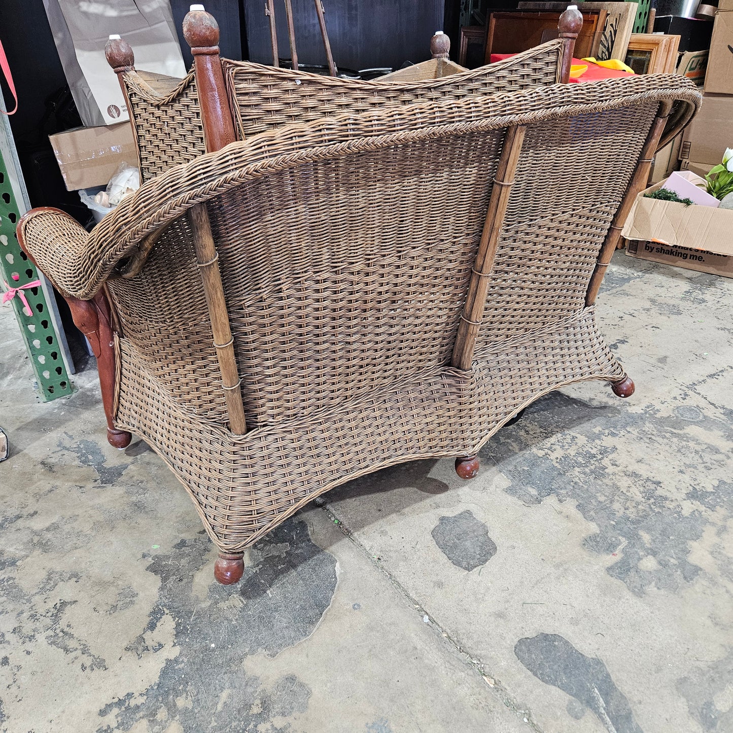 Antique Wicker Swan-Neck Settee