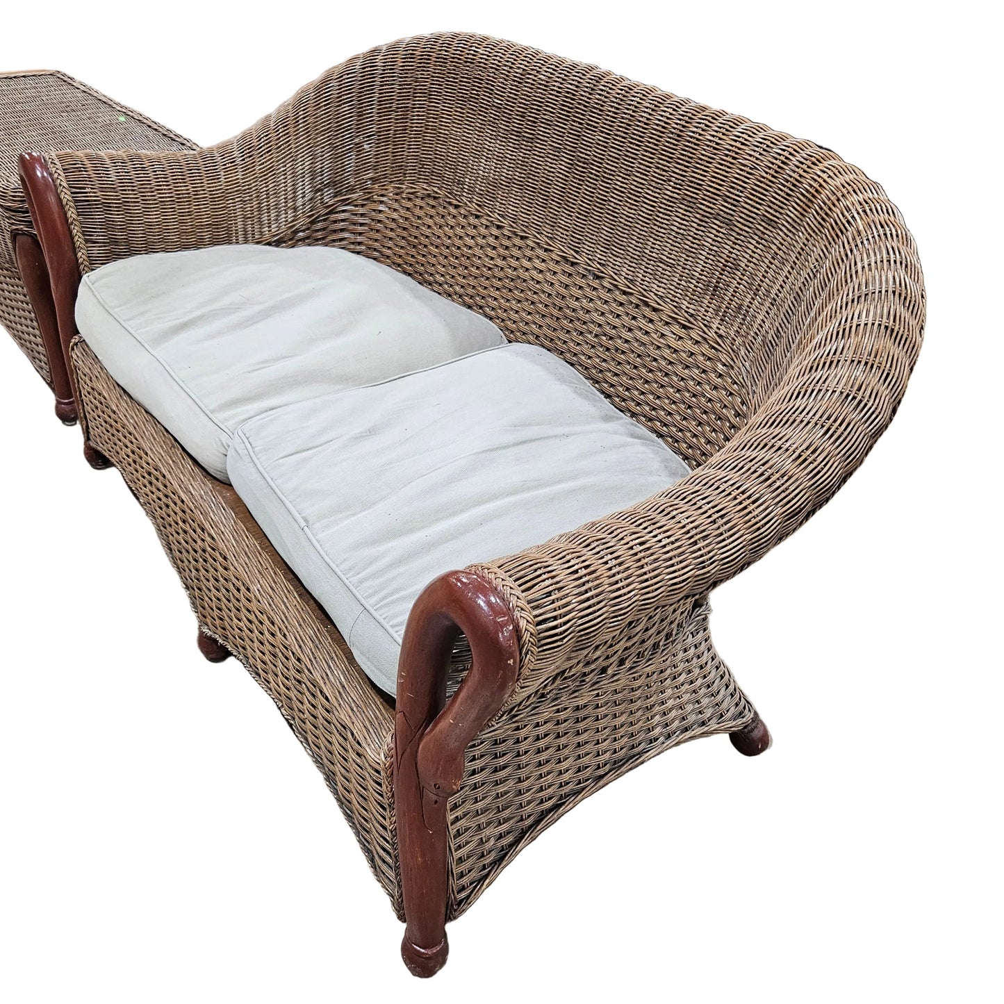 Antique Wicker Swan-Neck Settee