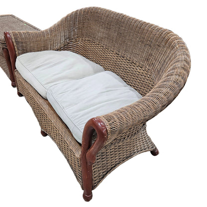 Antique Wicker Swan-Neck Settee