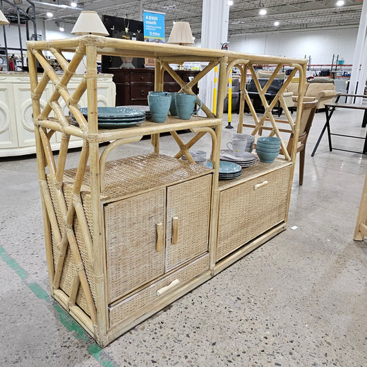 Woven Rattan & Bamboo Etagere