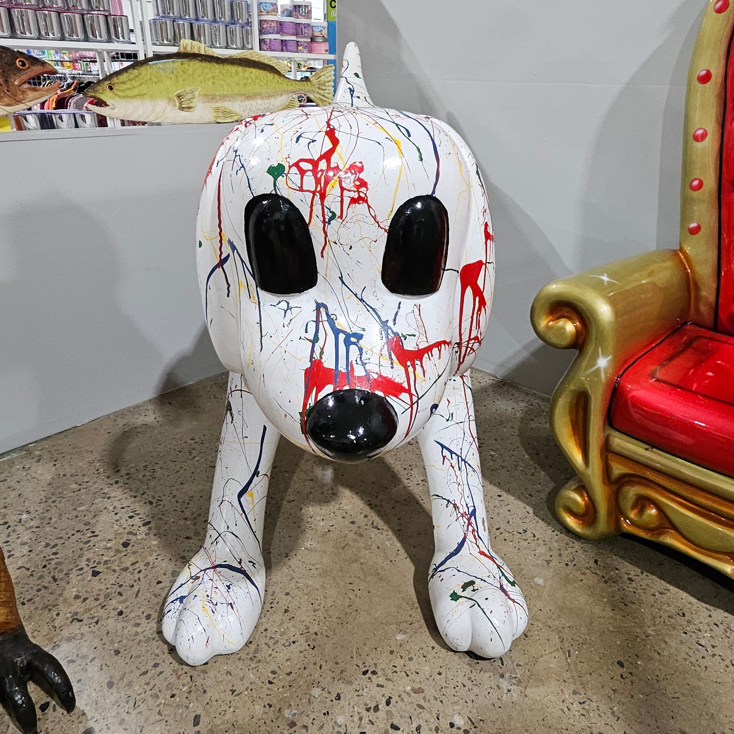 Extra-Large Decorative Dog Statue – Paint Splatter Design